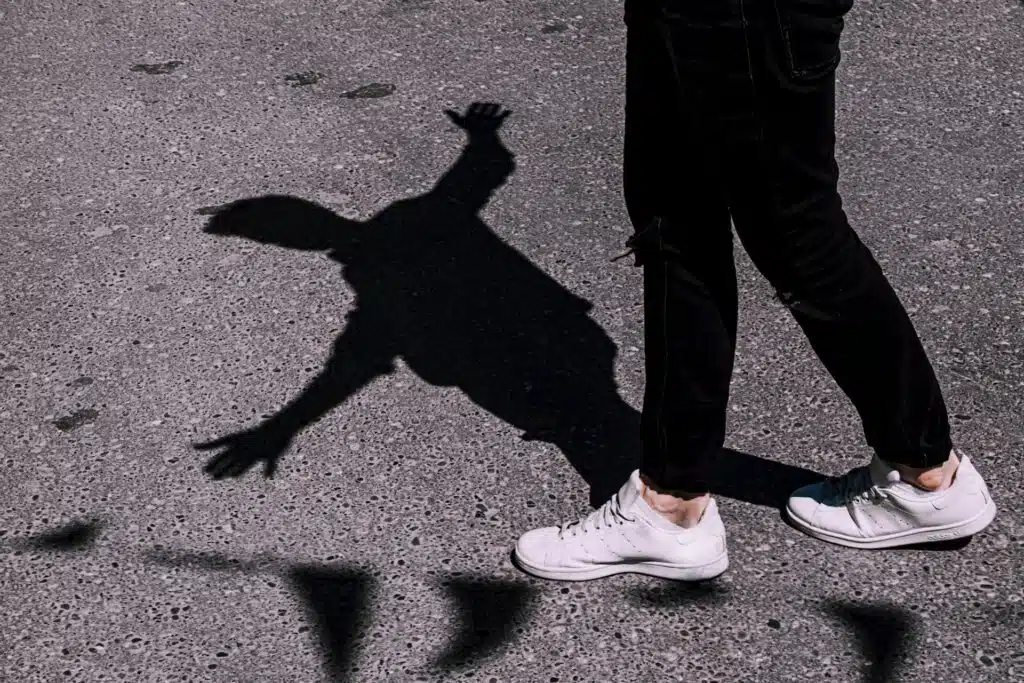 shadow of man balancing