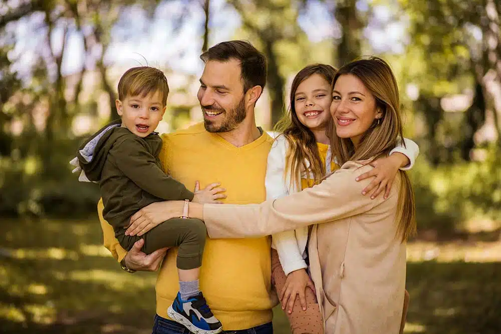 Parents spending quality time with their children outdoors
